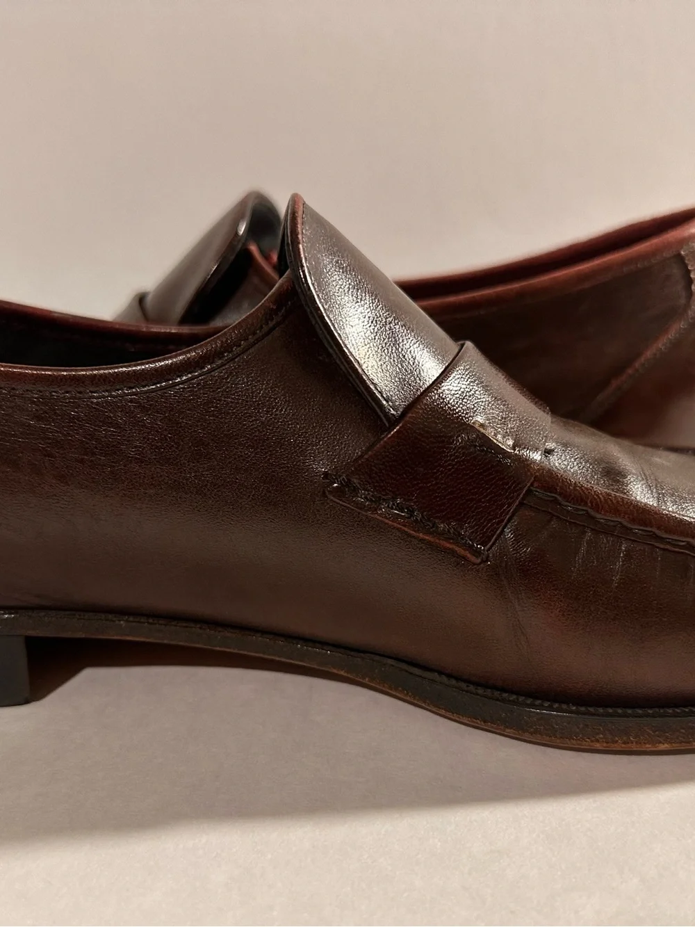 Vintage Florsheim Riva Loafers 11 C Burgundy Kidskin Bit Slip On Made in USA